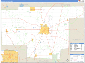 Marion County, Ohio Zip Code Wall Map