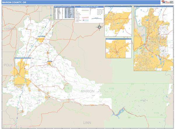Marion County, Oregon Zip Code Wall Map Market Maps (IDI)