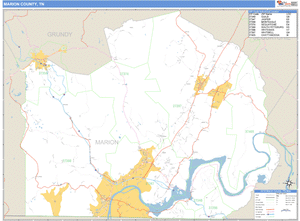 Marion County, Tennessee Zip Code Wall Map