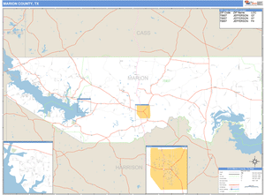 Marion County, Texas Zip Code Wall Map