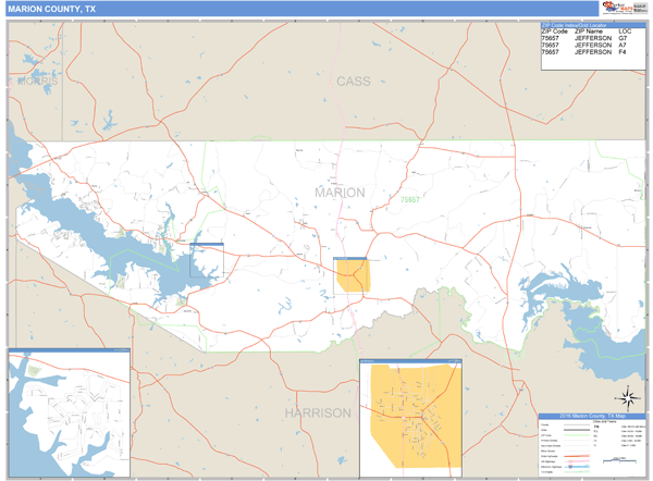 Marion County, Texas Zip Code Wall Map Market Maps (IDI)