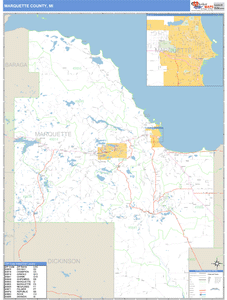 Marquette County, Michigan Zip Code Wall Map