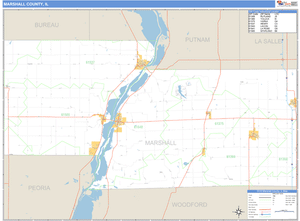 Marshall County, Illinois Zip Code Wall Map