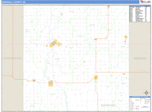Marshall County, Kansas Zip Code Wall Map