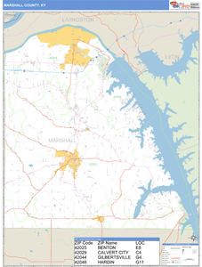 Marshall County, Kentucky Zip Code Wall Map