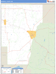 Marshall County, Mississippi Zip Code Wall Map