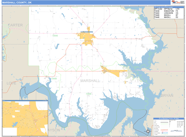 Marshall County, Oklahoma Zip Code Wall Map Market Maps (IDI)