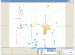 Martin County, Minnesota Zip Code Wall Map