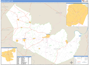 Martin County, North Carolina Zip Code Wall Map