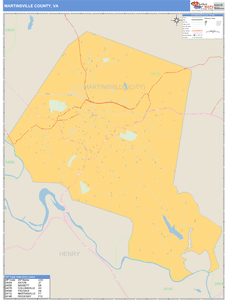 Martinsville County, Virginia Zip Code Wall Map