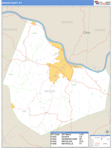 Mason County, Kentucky Zip Code Wall Map