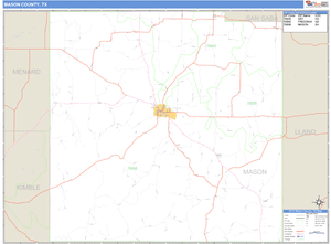 Mason County, Texas Zip Code Wall Map