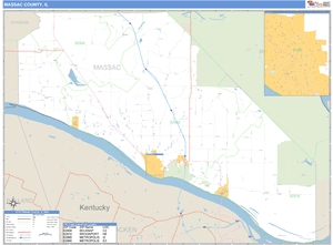 Massac County, Illinois Zip Code Wall Map