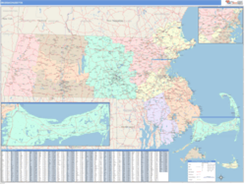 Massachusetts Business Wall Map Market Maps (IDI)