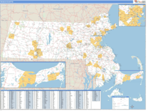 Massachusetts ZIP Code Wall Map