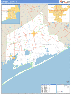 Matagorda County, Texas Zip Code Wall Map