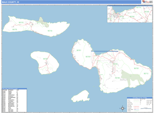 Maui County, Hawaii Zip Code Wall Map