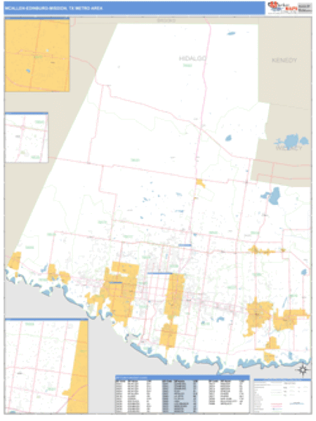 McAllen-Edinburg-Mission, Texas Metro Area Wall Map Market Maps (IDI)