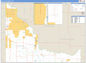 McClain County, Oklahoma Zip Code Wall Map