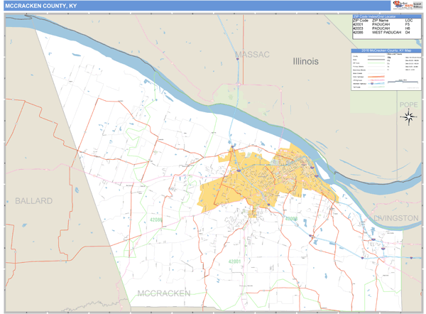 McCracken County, Kentucky Zip Code Wall Map Market Maps (IDI)