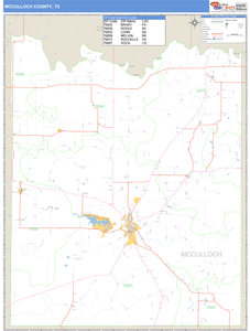 McCulloch County, Texas Zip Code Wall Map