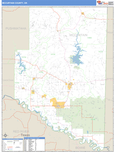 McCurtain County, Oklahoma Zip Code Wall Map