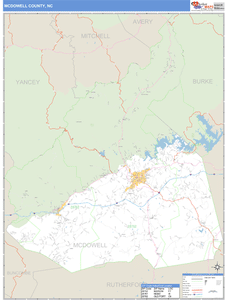 McDowell County, North Carolina Zip Code Wall Map