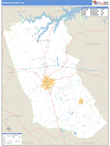 McDuffie County, Georgia Zip Code Wall Map