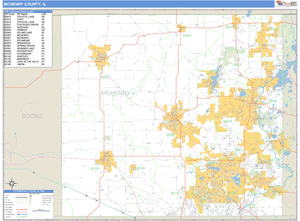 McHenry County, Illinois Zip Code Wall Map