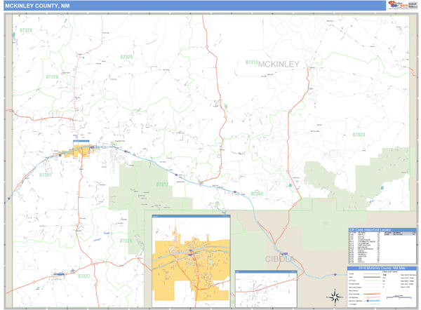 McKinley County, New Mexico Zip Code Wall Map Market Maps (IDI)