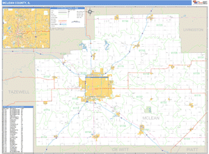 McLean County, Illinois Zip Code Wall Map