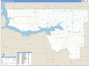 McLean County, North Dakota Zip Code Wall Map