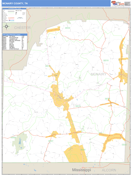 McNairy County, Tennessee Zip Code Wall Map Market Maps (IDI)