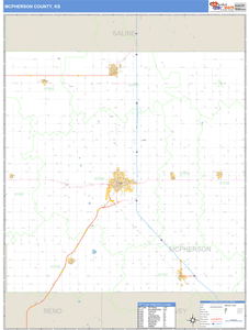 McPherson County, Kansas Zip Code Wall Map