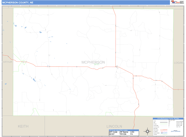 McPherson County, Nebraska Zip Code Wall Map Market Maps (IDI)