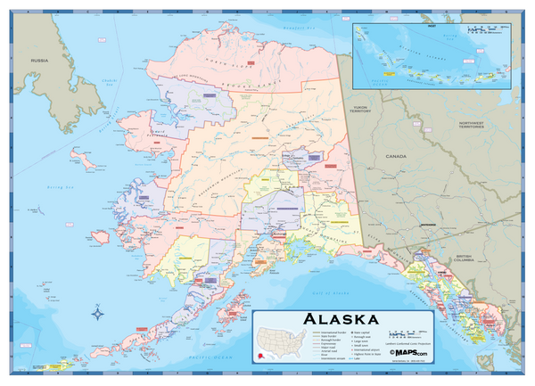 Alaska Counties Wall Map Maps.com