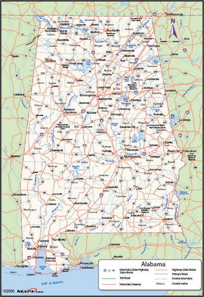 Alabama County Wall Map Maps.com