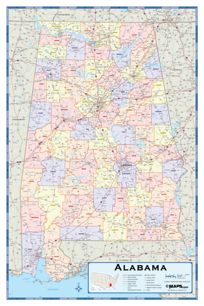 Alabama Counties Wall Map Maps.com