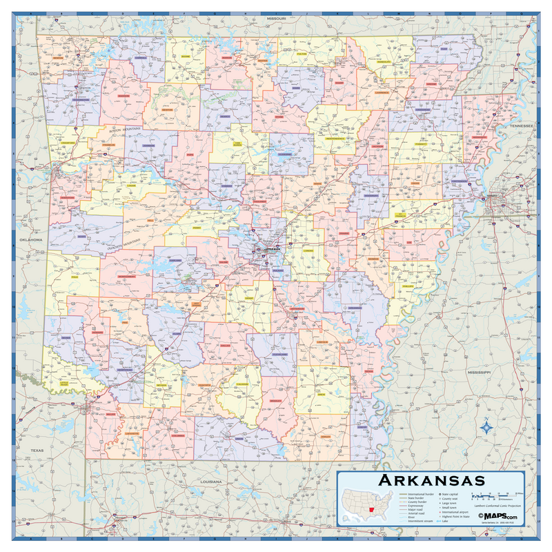 Arkansas Counties Wall Map Maps.com