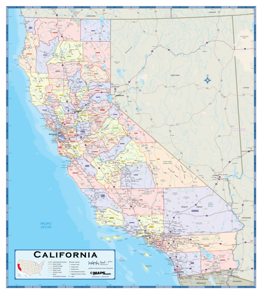 California Counties Wall Map Maps.com