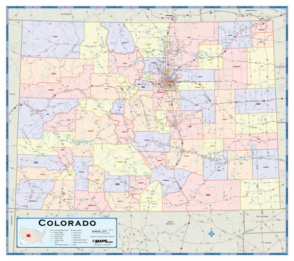 Colorado Counties Wall Map Maps.com