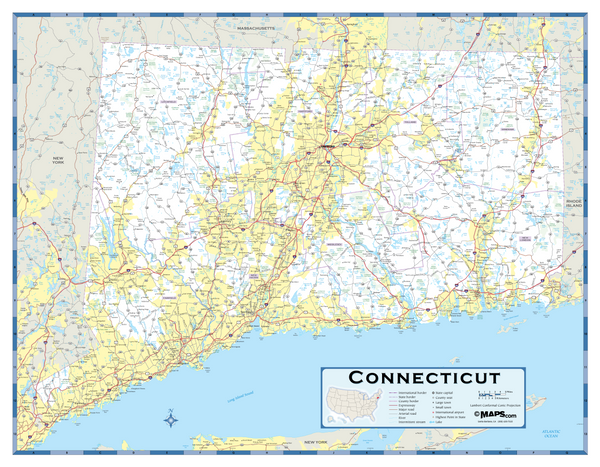Connecticut Highway Wall Map Maps.com
