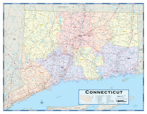 Connecticut Counties Wall Map
