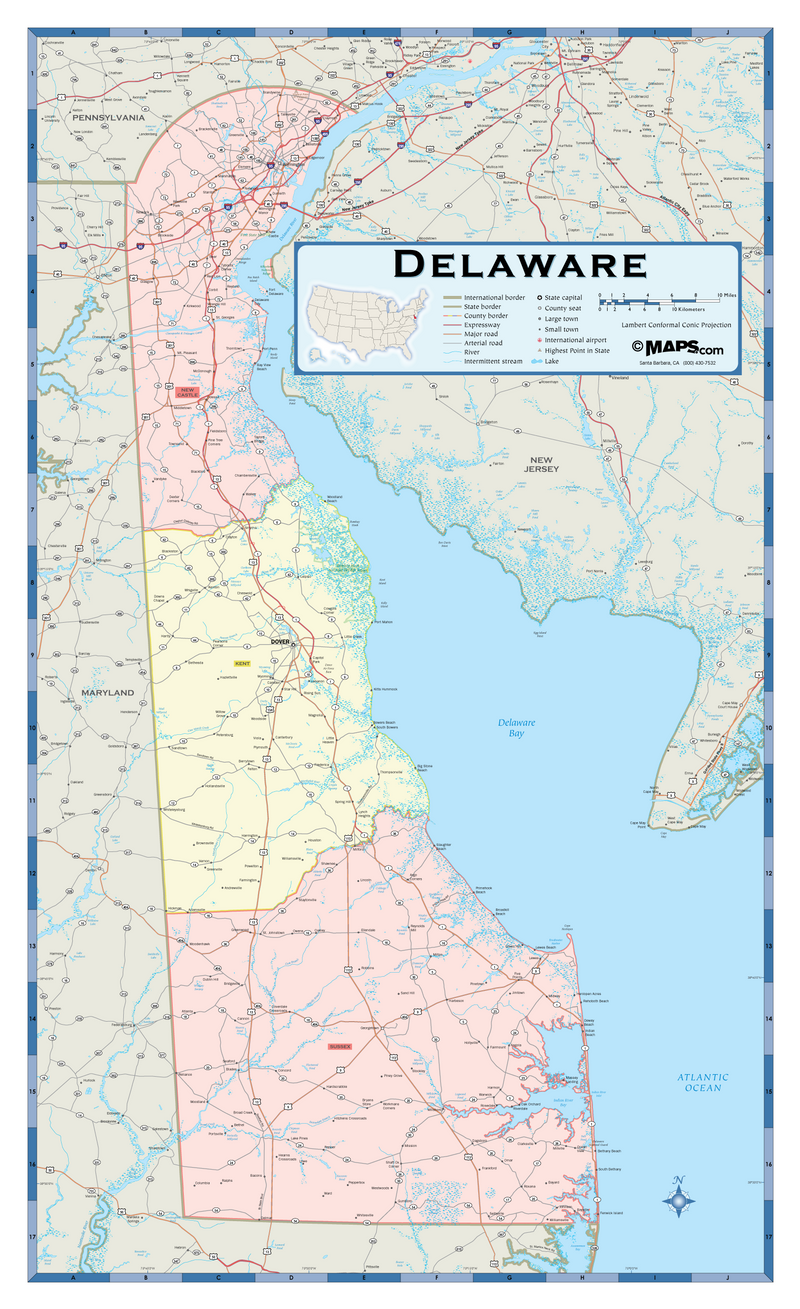 Delaware Counties Wall Map Maps.com