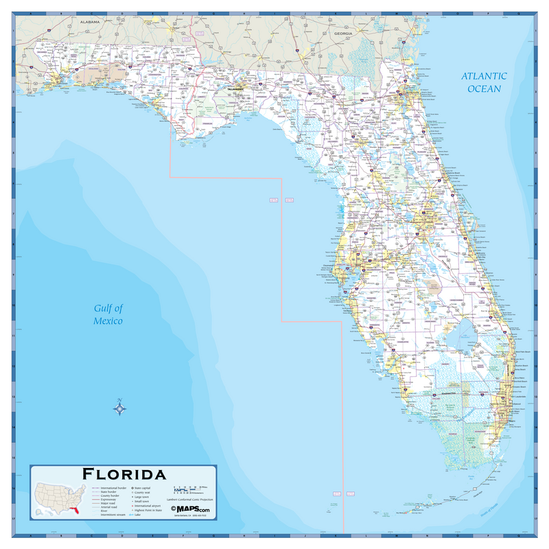 Florida Highway Wall Map Maps.com