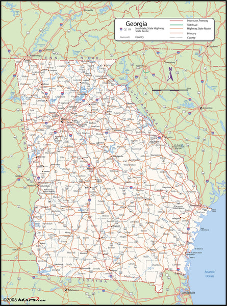 Georgia County Wall Map Maps.com