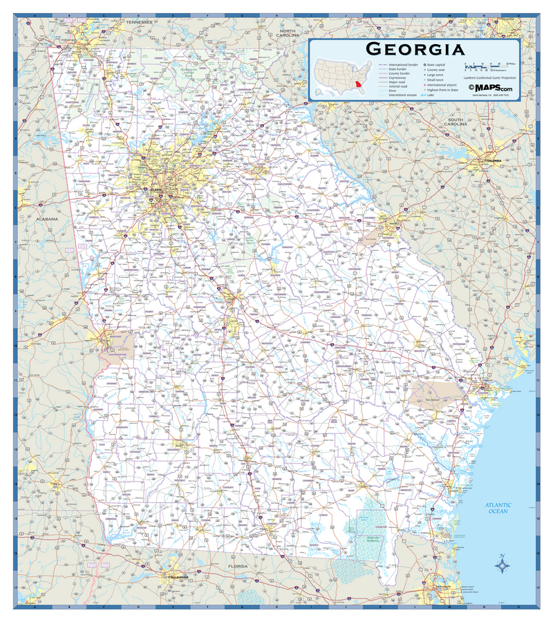 Georgia Highway Wall Map Maps.com