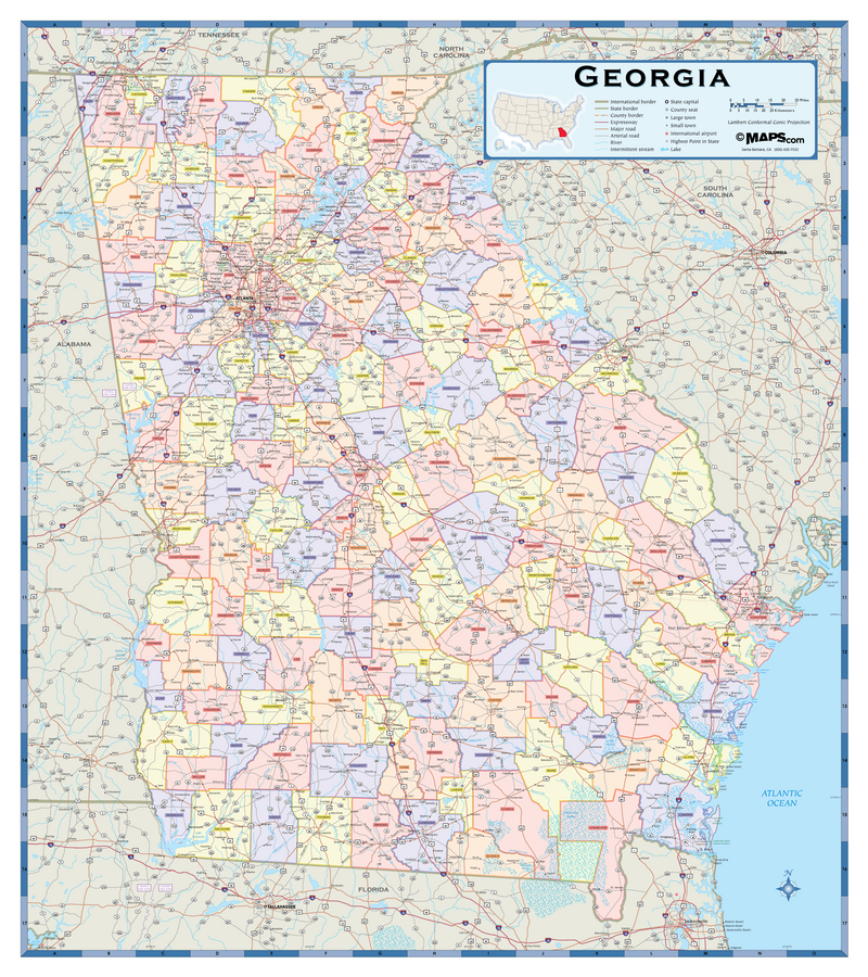 Georgia Counties Wall Map Maps.com