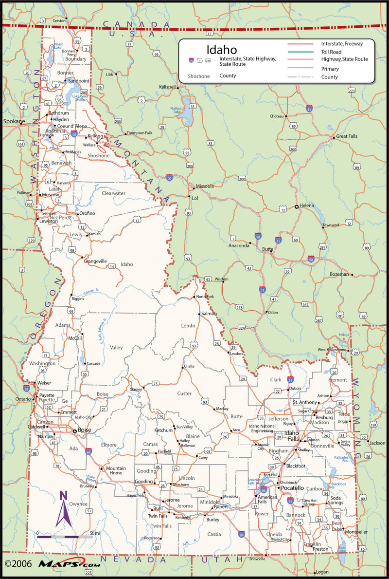 Idaho County Wall Map Maps.com