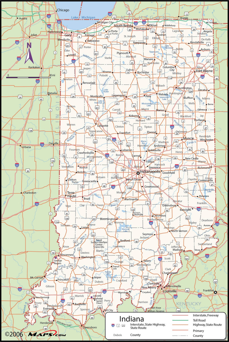 Indiana County Wall Map Maps.com